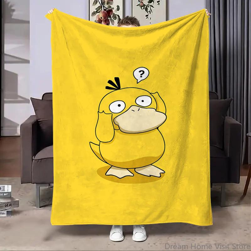Cute Pokémon Psyduck Blanket Comfortable skin friendly soft sofa living room bed bedroom blanket suitable for travel and gift