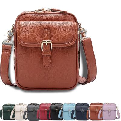 Унисекс Сумка через плечо Кожа Однотонная Сумка на плечо Винтажная Простая Сумка-мессенджер Модная Дорожная Сумка-кошелек для телефона для мужчин и женщин