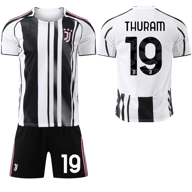 2025-26 Домашняя черно-белая футболка Ювентуса №7 Кьеза №9 Костич Футбольные майки