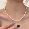 Double-Layer Silver Pearl Necklace: Retro, Versatile, Simple Clavicle Chain for Women