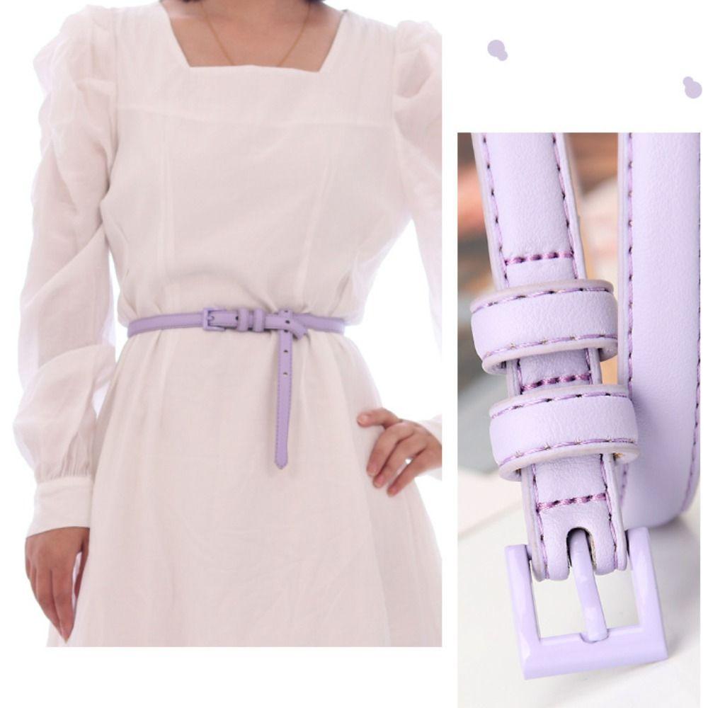 Vintage Thin Waist Belt Elegant Dress Waistband Fashion Candy Color Belt Daily