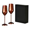 Glass Set of 2-200ml | Stainless Steel Wine Flutes Glasses | Bar Accessories Non-Toxic & Anti-Tarnish Gift