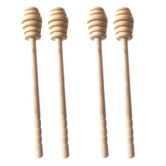 2/4Pcs Wooden Honey Mixing Stirrer Reuse Honey Dipper Sticks Honey Comb Stick Honey Spoon Burr-free Honey Stirring Tool for Honey Syrup Jam