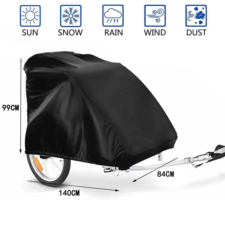 140x84x99cm Portable Bicycle Trailer Cover Oxford Pet Trailer Dust Cover Waterproof Sunproof Black