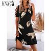 HNXC 13 Цветов Женщин Цветочный Принт Платье Лето Сексуальное Короткий Рукав О-Образным Вырезом Мини Платья Женский Винтаж Элегантное Платье