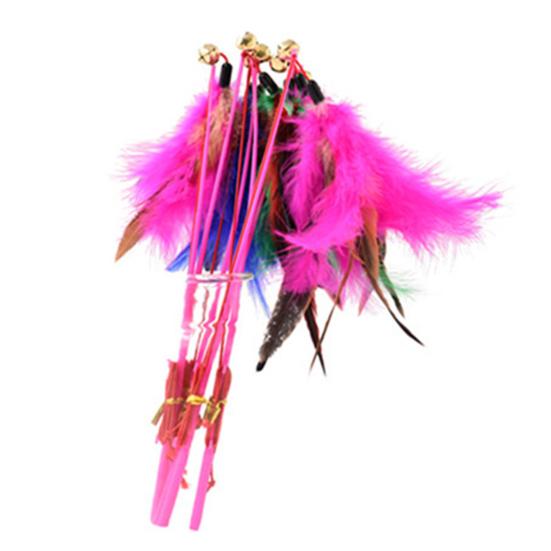 Cat Toys Interactive Funny Multicolor Color Feather Bells Cat Stick for Pet