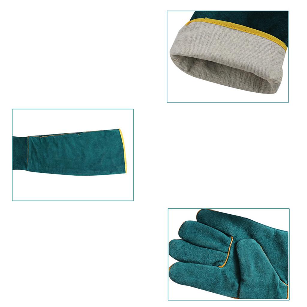 Anti-Bite Safety Gloves Ultra Long Leather Green Pets Grip Biting Protective Gloves for Catch Dog