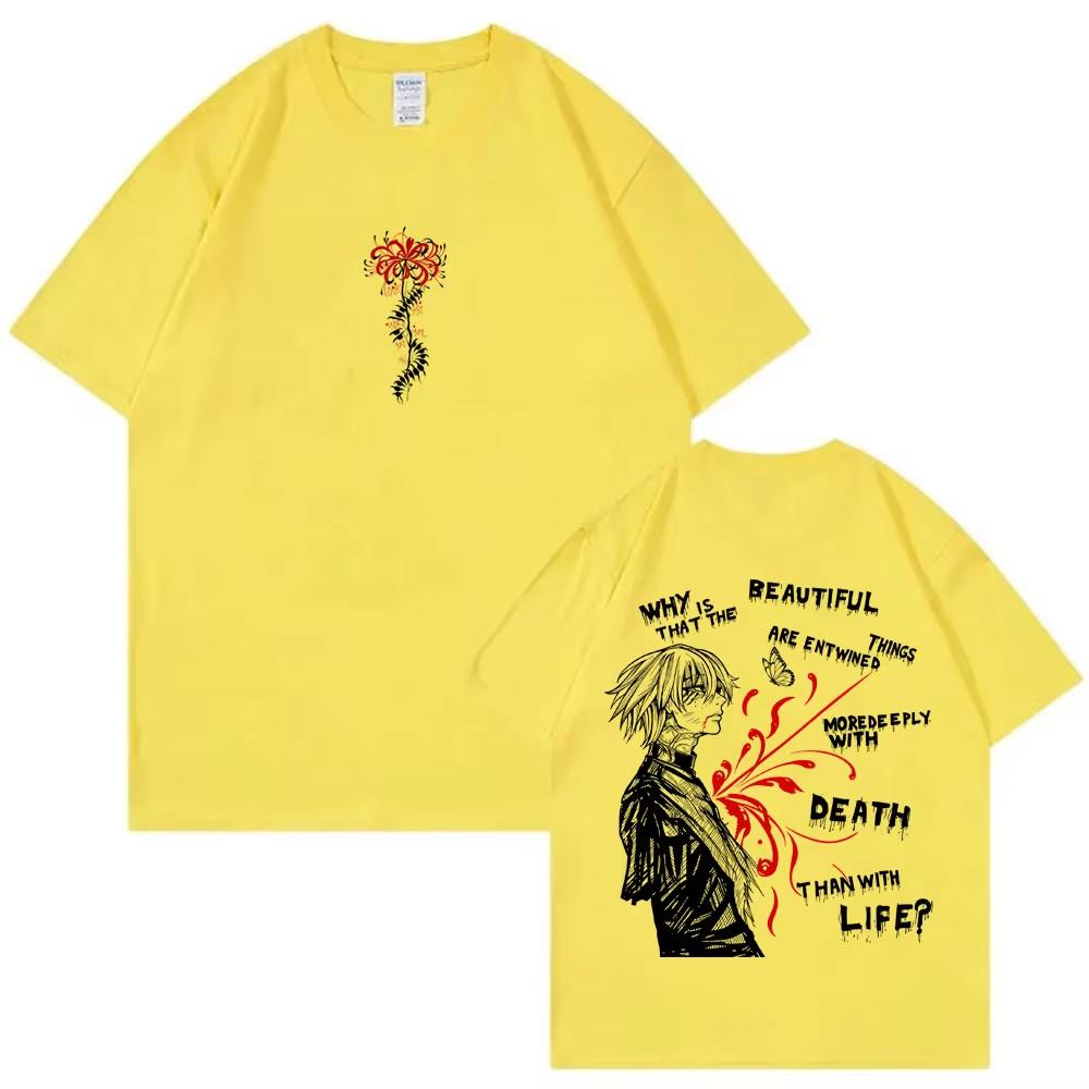 Anime Tokyo Ghoul Spider Lily T-shirt Unisex Cartoon Kaneki Ken Graphic T Shirts Unisex Y2K Gothic Round T-shirt Print Crew Neck Casual T Shirt