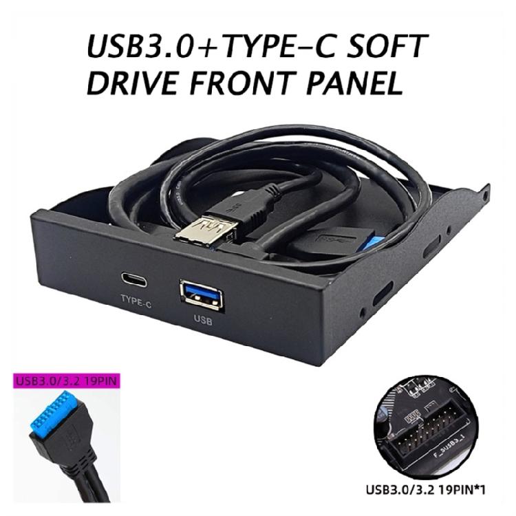 Прочная панель USB 3.0 + Type C для дисковода гибких дисков, долговечная, подходит для установки жесткого диска в корпус компьютера 5,25 дюйма