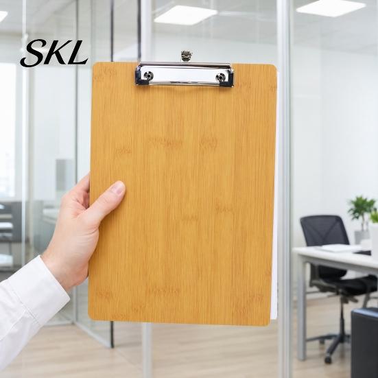Stable Drawing Surface Wooden Clipboard with Metal Clip, A4 Letter Size Rounded Edge Board, Wood Grain Thicken Hardboard for Office, School Art Supply