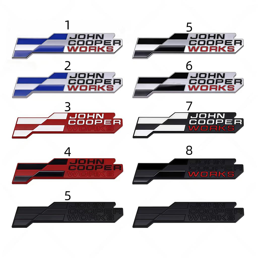 3D JCW John Cooper Works Metal Badge Sticker Front Grill Rear Trunk Emblem Decal