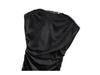2024 European and American Women's Sexy Slimming Black Velvet Pleated Bodycon Dress