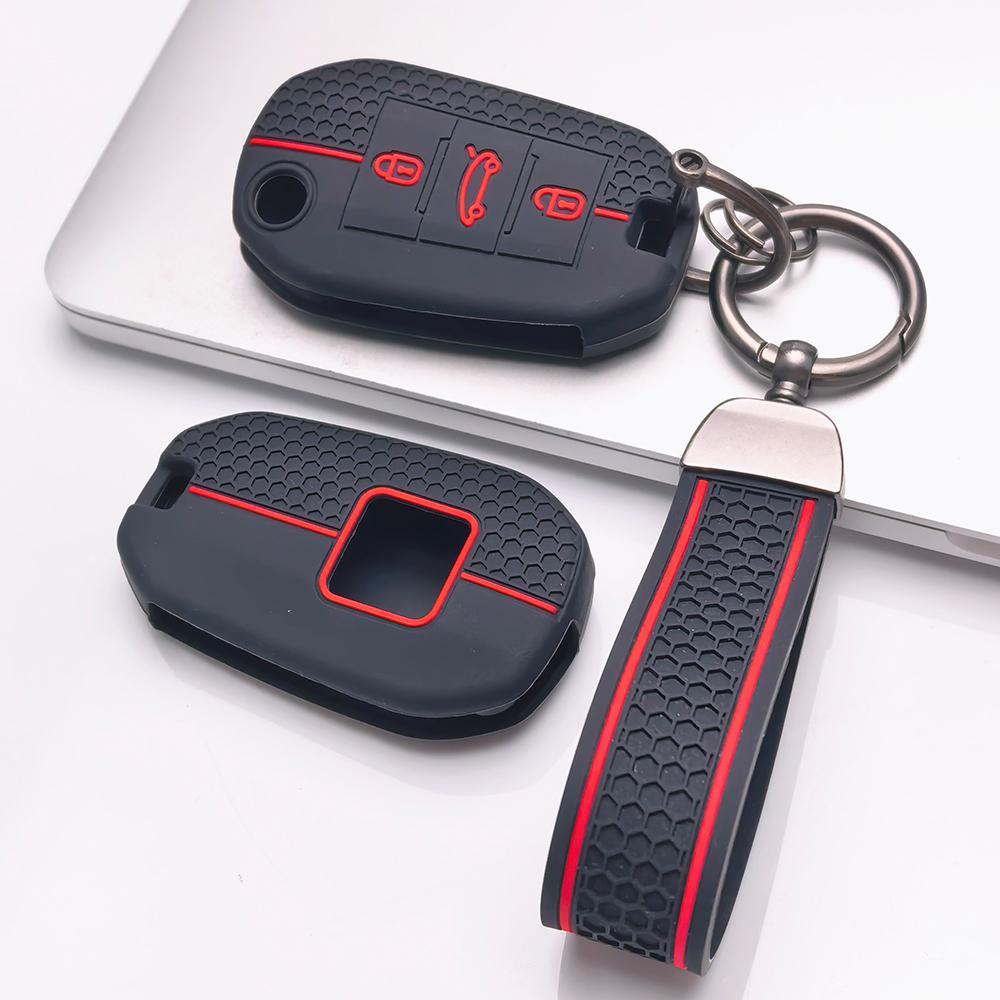 Чехол для брелока для Peugeot 3008 5008 208 308 408 508 4008 C3 с брелоком, поверхность устойчива к царапинам, ударопрочная конструкция, текстура с мягким захватом