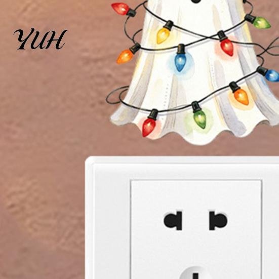Bedroom Decoration Sticker Halloween Ghost Decorative Switch Sticker, Cartoon Fairy Lamp Decal for Light Stickers Switch, Removable Wall Living