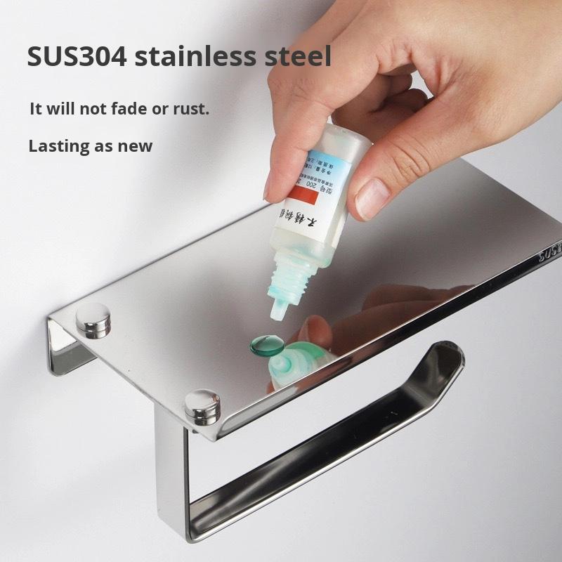Modern 304 Stainless Steel Mobile Phone Toilet Paper Holder Rack Bathroom Hand Dispenser Roll Paper Box Hotel Engineering