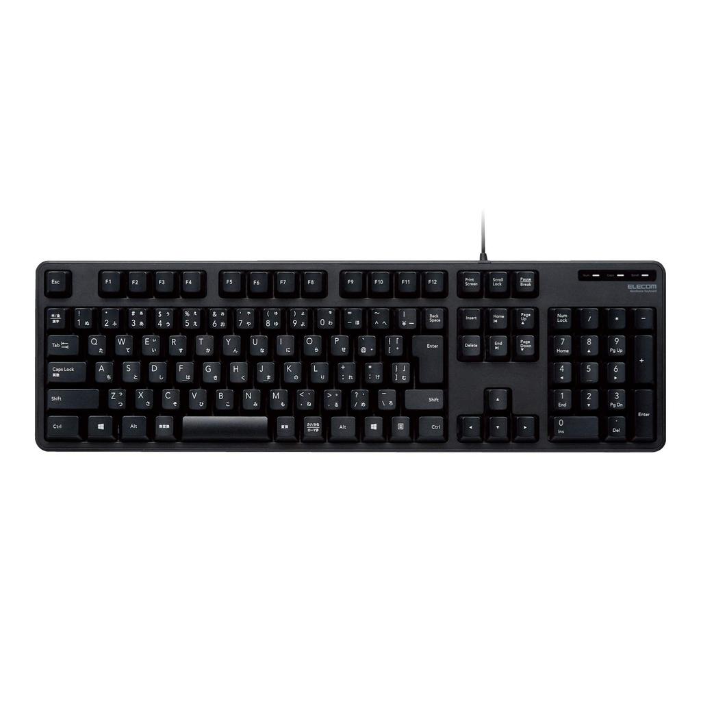 Elecom Проводная мембранная полноразмерная клавиатура, черная, TK-FCM104XBK