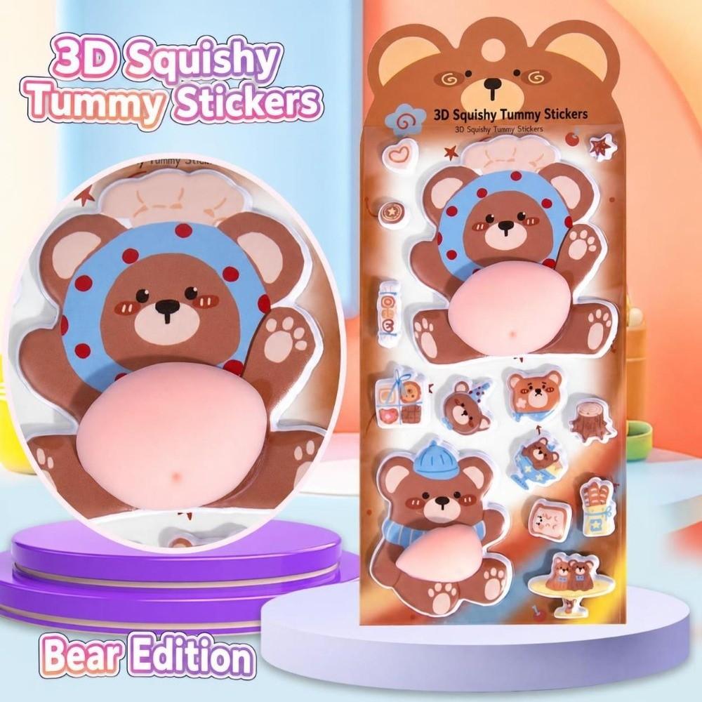 Silicone Foam Animal Belly Squishy Stickers 3D DIY Scrapbook Decor Stress Relief Decals for Kids