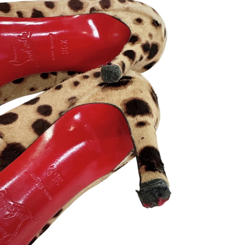 Christian Louboutin Туфли на каблуке с леопардовым принтом из харако Коричневые харако Б/у