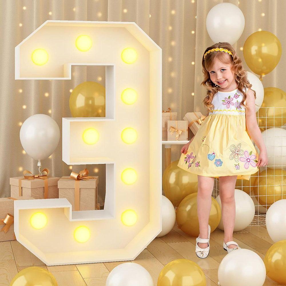 0-9 Numbers Giant Birthday Figure Light Up Balloons Birthday Balloon Frame Party Decoration