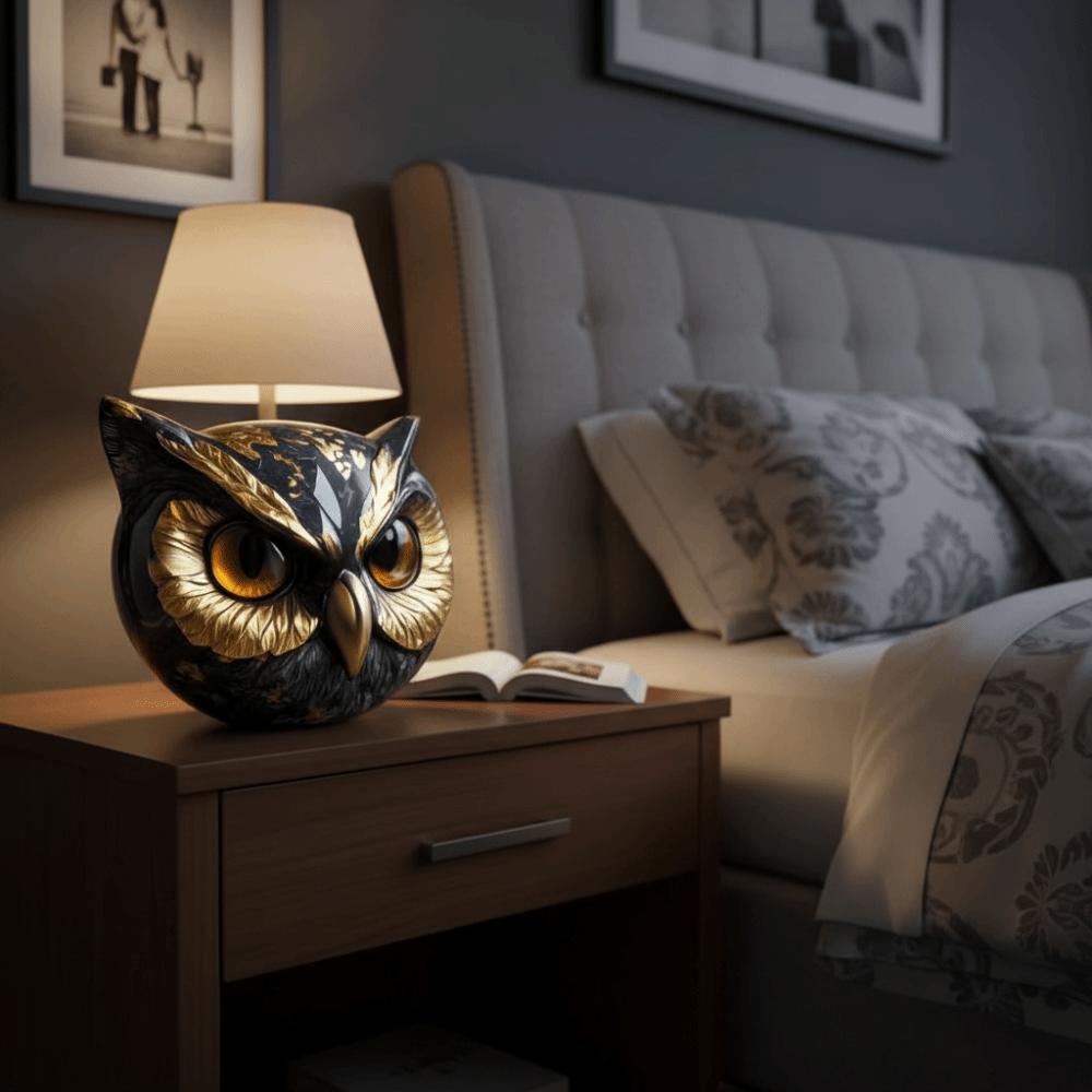 Hot Small Owl Sculpture Resin Luxury Dog Sculpture Marble Texture Home Ornament Gift