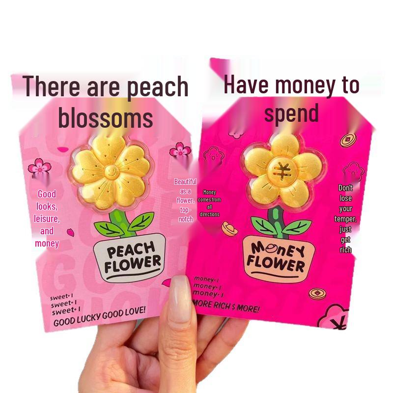 Шуйбэй 999 Чистое Золото Цветок Персика Монета Вечный Цветок Красный Конверт Подарок для Девушки или Лучшего Друга