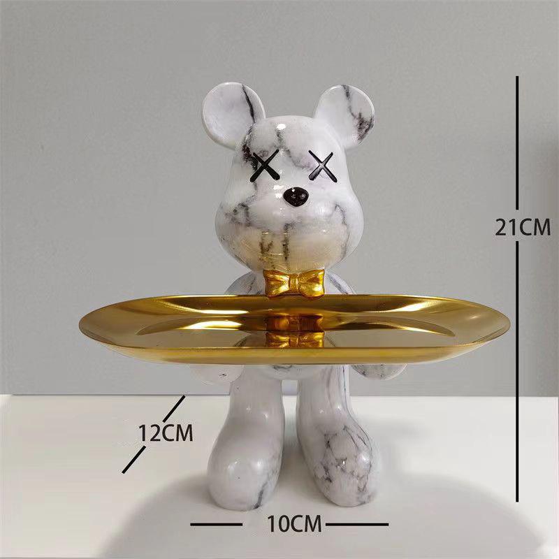 21cm Graffiti Bear Ornament Figurine Home Decoration Animal Statue Keys Storage Shelf Modern Room Sculpture Table Decor Gift
