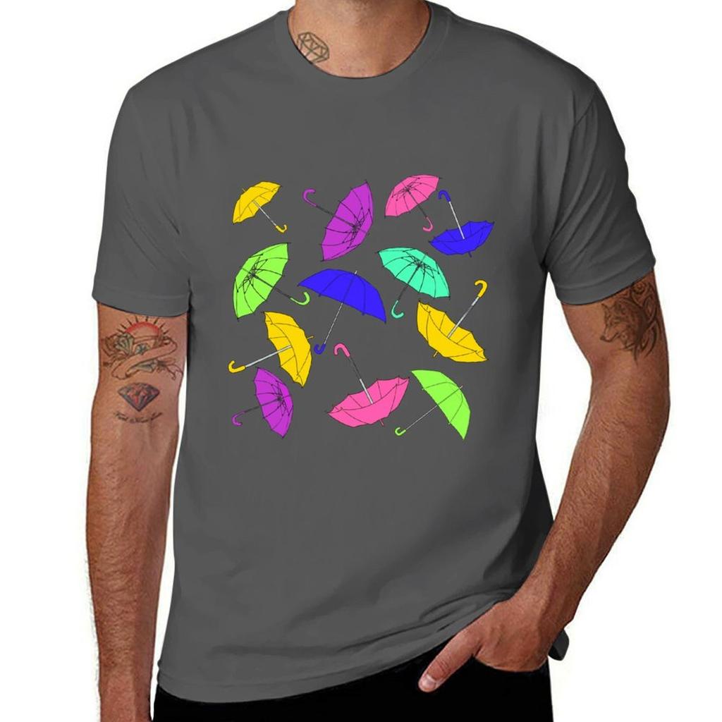Bright Umbrella Pattern TShirt Holiday Casual Short Sleeve Top