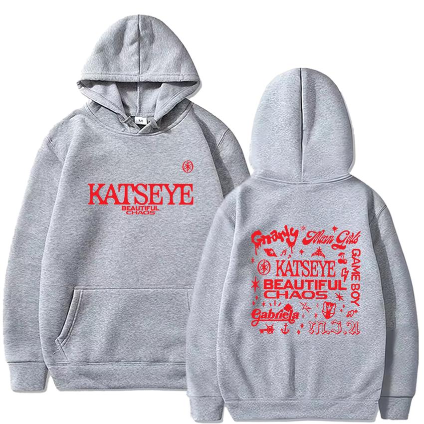 KATSEYE THE BEAUTIFUL CHAOS TOUR 2025 Принтованное худи мужское женское Gabriela с длинным рукавом потертый винтажный флис хип-хоп стритвир