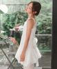Rosiro Sheer Ribbon Balloon Dress White