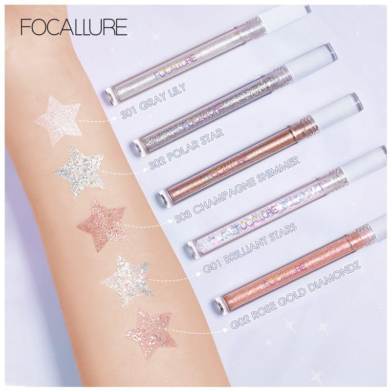 FOCALLURE - Сверкающие жидкие тени для век - 7 цветов