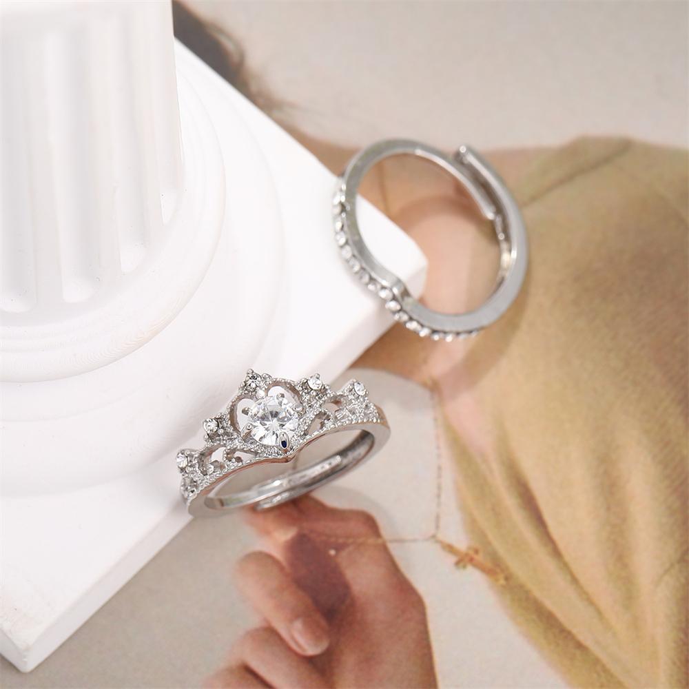 Простой стиль Кольцо Принцессы, Открытое Свадебное Кольцо, Регулируемый Набор Ювелирных Колец для Подарка на Годовщину