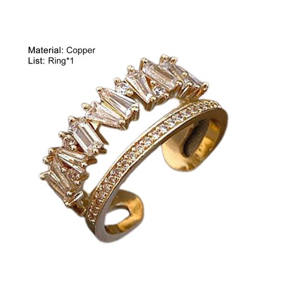 Двухслойное открывающееся медное кольцо для девочек, широкое полое кольцо на палец, ювелирный аксессуар