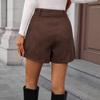 Women S Corduroy Wide Leg Casual Solid Color Shorts