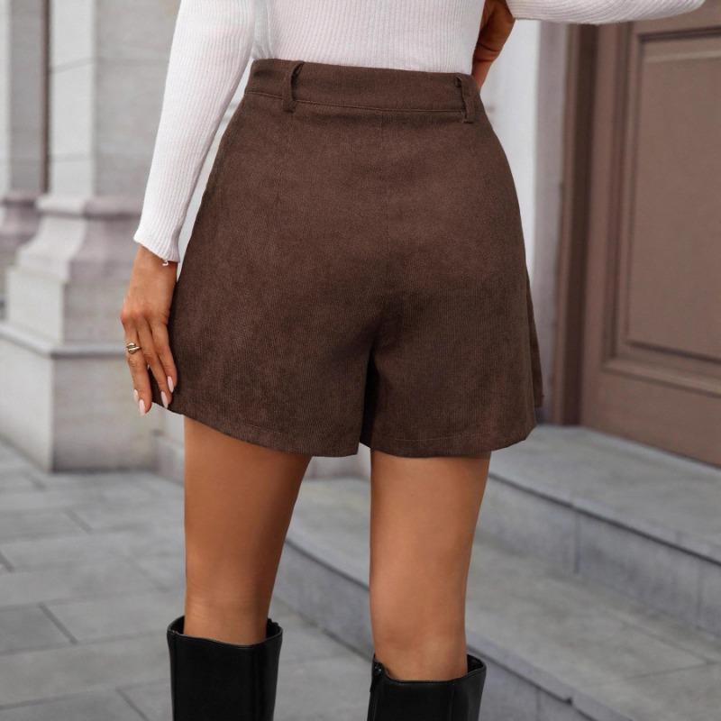 Women S Corduroy Wide Leg Casual Solid Color Shorts
