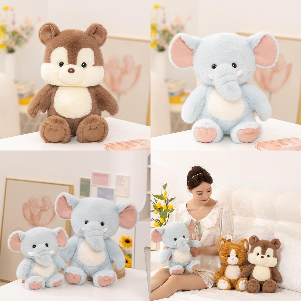 Мультяшная белка и плюшевые игрушки-слоны с набивкой из ПП-хлопка для подарка детям
