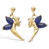 [R4164] - Gold Plated 'Tinkerbell' Blue Sapphire Gold Earrings - 19 Mm