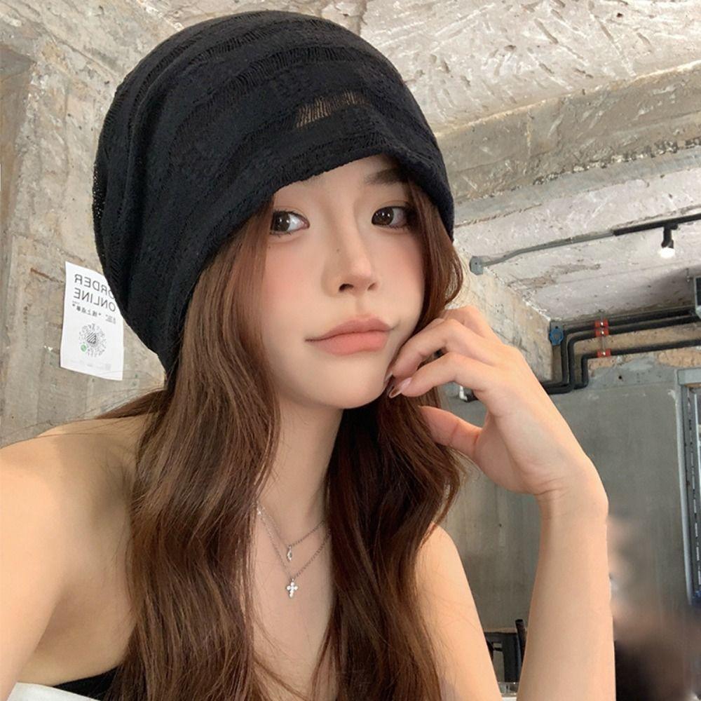 Hollow Beanies Hat Breathable Sunscreen Cap Fashion Knitted Hat Apparel Accessories
