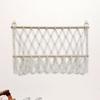 Hammock Macrame Storage Net in Cotton Rope with Wooden Toy Organizer Suitable for Baby's Room,