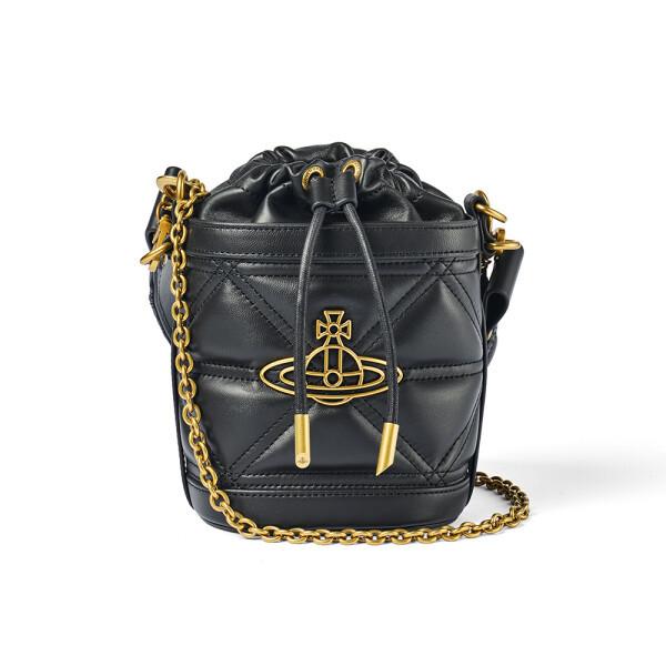 Vivienne Westwood Small Bucket Shoulder Bag Kitty Nappa Quilted 4c030009w L006u