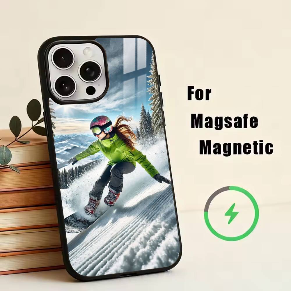 Snow Snowboard Ski -SS  Phone Case For iPhone17,16,15,14,13,12,11 Plus,Pro Magnetic with Magsafe Wireless Charging