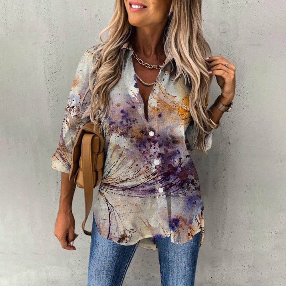 Women's Spring Fashion Casual Street Button Shirt Elegant and Comfortable Long Sleeve Loose Blouse Top Office Lady Clothing