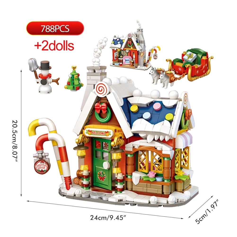 Christmas House Tree Santa Claus Snowman Mini Building Block Children"s Educational Toys Christmas