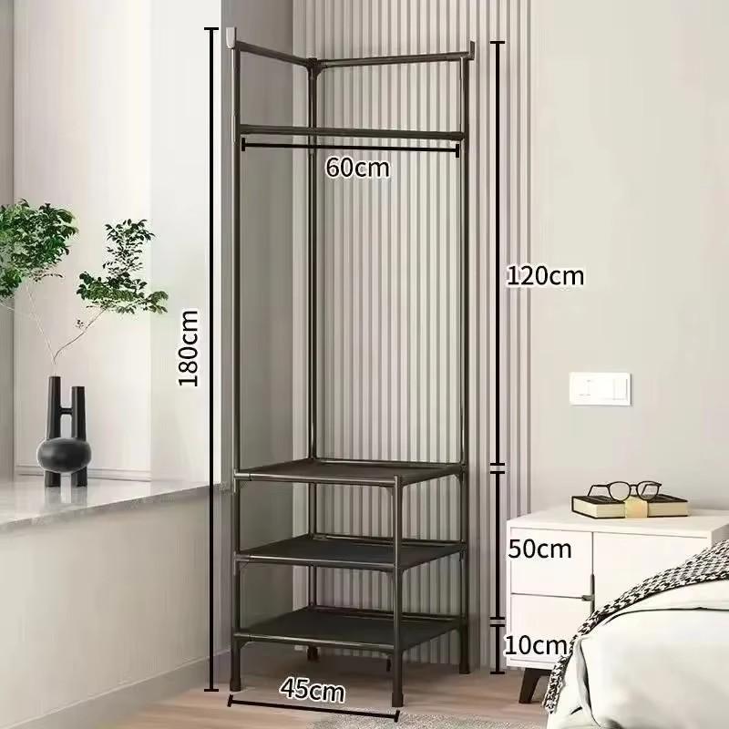 Corner Coat Hat Rack Multifunction Multi-Layer Floor Standing Corner Hanger Detachable Removable Metal Clothing Storage Shelf