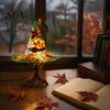 Handcrafted Resin Desk Accessory Retro Witch Hat Lamp, USB Plug-in Night Light, Stained Glass Style Table Unique Halloween Gift for