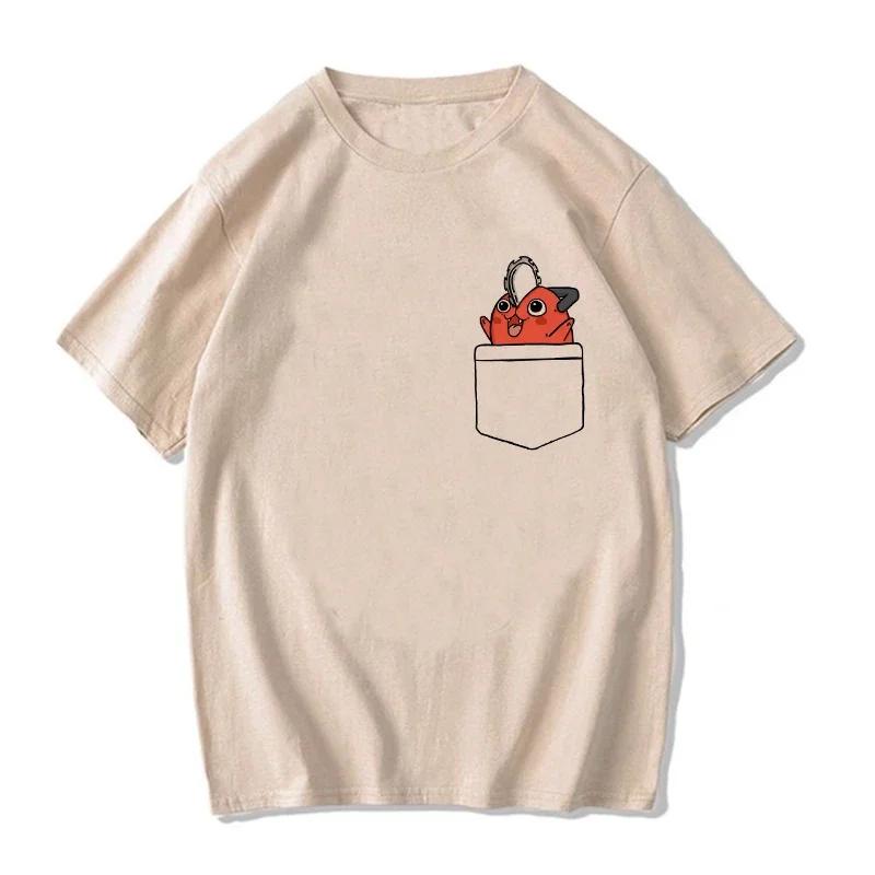 Унисекс унисекс японская аниме бензопила женская футболка мультфильм Pochita футболка Makima Harajuku графические футболки одежда топы футболка унисексga