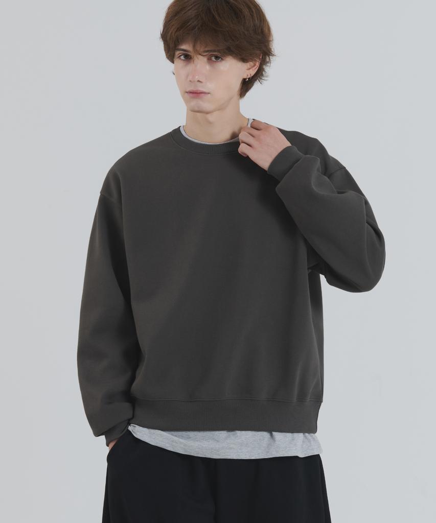 PIANER Hapho Oversized Crop Sweatshirt (Dark Khaki)
