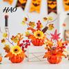Fall Harvest Table Centerpiece Artificial Pumpkin Centerpiece, Autumn Fake Decoration with Sunflowers, Retro Style Ornament Maple Leaves Berries