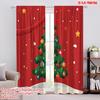 2pcs,2D Plane Printing Curtain Popular Christmas Tree Decorations Garland (3) Versatile Polyester Fabric (without Rod) Holiday