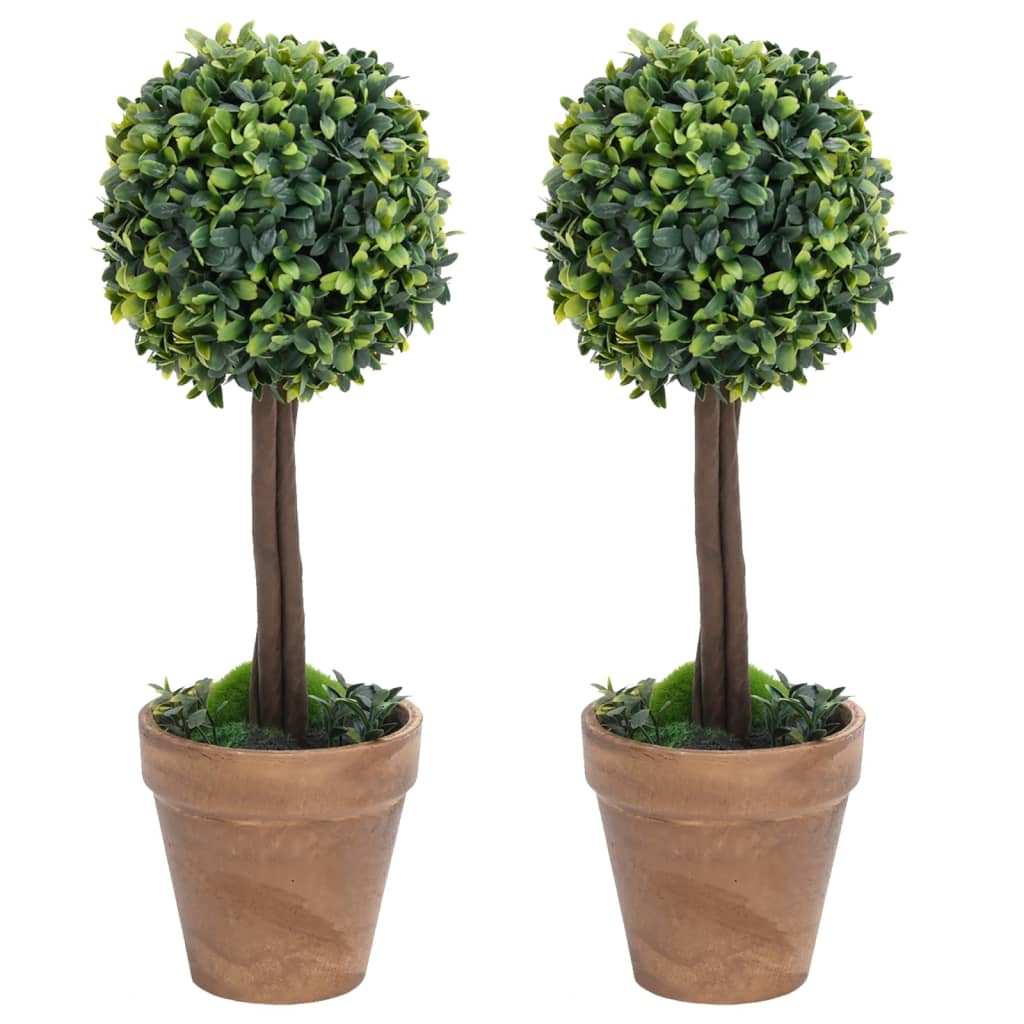 Vidaxl Kule Ze Sztucznego Bukszpanu W Doniczce, 2 Szt., Zielone, 33 Cm