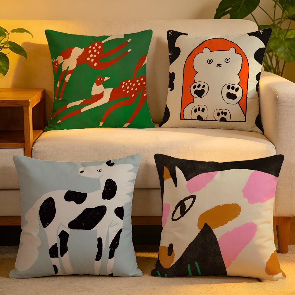 Cushion Cover Linen SkinFriendly Soft Decorative Case for Sofa Home Decor Vantage Abstract Anime Cute Pet Cat Dog Pillow cover